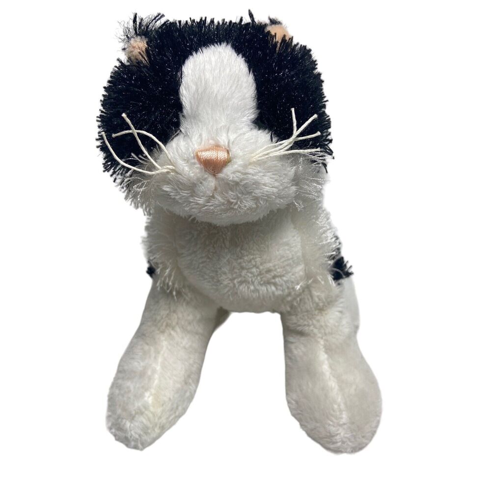 Webkinz  Plush Black and White Long Haired Cat hm016  No code